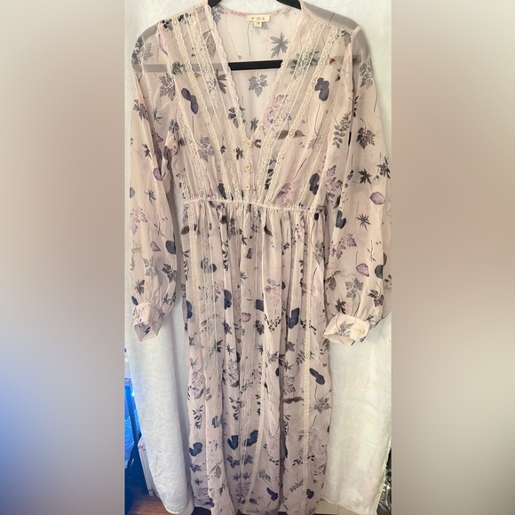 POL Floral Long Sleeve Chiffon Dress in Pink/Purple - Picture 5 of 12